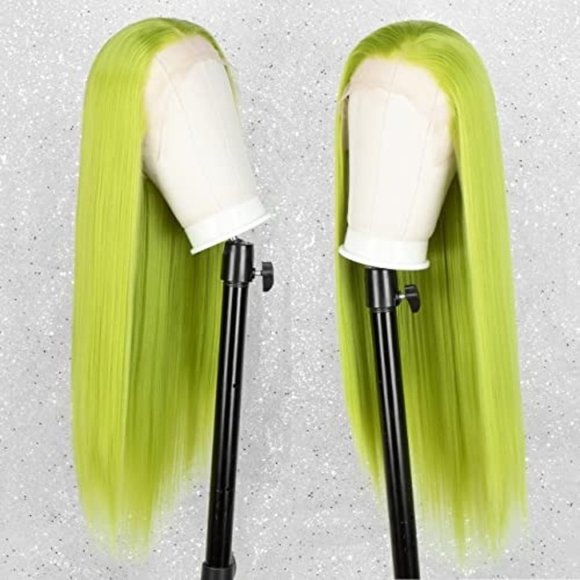 Long Straight Neon Green Lace Front Wig For Women DRAGQUEEN - Picture 7 of 7